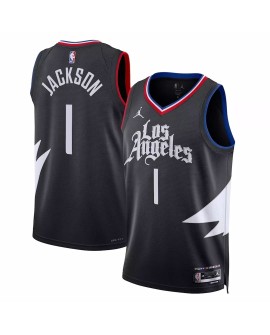 Maillot Swingman LA Clippers Reggie Jackson #1 Jordan Brand noir 2022/23 pour hommes - Édition Statement