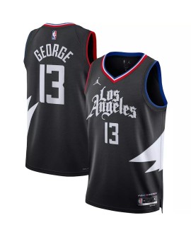 Maillot Swingman LA Clippers Paul George #13 Jordan Brand noir 2022/23 pour hommes - Édition Statement