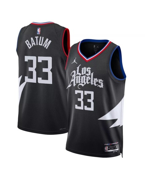 Maillot Swingman LA Clippers Nicolas Batum #33 Jordan Brand noir 2022/23 pour hommes - Édition Statement