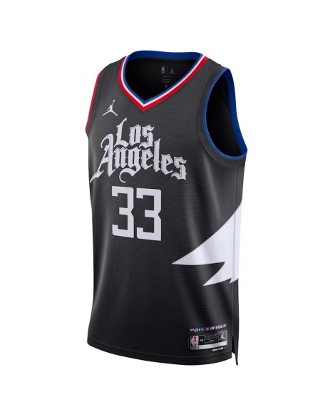 Maillot Swingman LA Clippers Nicolas Batum #33 Jordan Brand noir 2022/23 pour hommes - Édition Statement