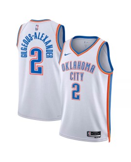 Maillot Swingman Oklahoma City Thunder Shai Gilgeous-Alexander #2 Nike blanc 2022/23 pour hommes - Édition Association