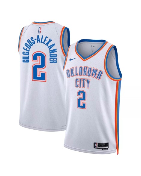 Maillot Swingman Oklahoma City Thunder Shai Gilgeous-Alexander #2 Nike blanc 2022/23 pour hommes - Édition Association