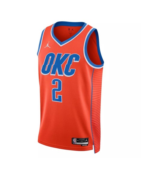 Maillot Swingman Oklahoma City Thunder Shai Gilgeous-Alexander #2 Jordan Brand orange 2022/23 pour hommes - Édition Statement