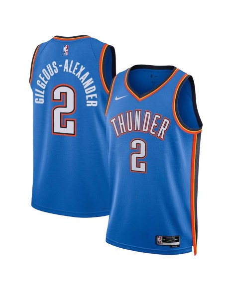 Maillot Swingman 2022/23 Nike Bleu Oklahoma City Thunder Shai Gilgeous-Alexander #2 pour hommes - Édition Icon