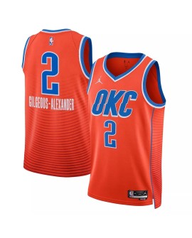 Maillot Swingman Oklahoma City Thunder Shai Gilgeous-Alexander #2 Jordan Brand orange 2022/23 pour hommes - Édition Statement