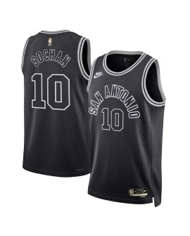 San Antonio Spurs Jeremy Sochan #10 Nike Noir 2022/23 Swingman Maillot - Édition Classique