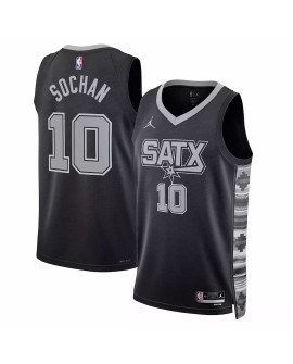 Maillot Swingman San Antonio Spurs Jeremy Sochan #10 Jordan Brand noir 2022/23 pour hommes - Édition Statement