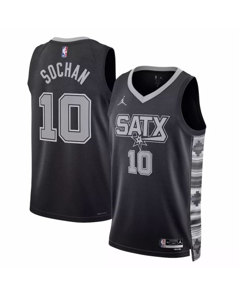 Maillot Swingman San Antonio Spurs Jeremy Sochan #10 Jordan Brand noir 2022/23 pour hommes - Édition Statement