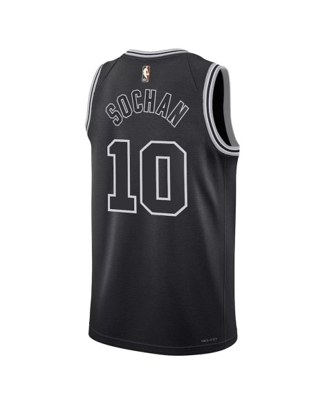 San Antonio Spurs Jeremy Sochan #10 Nike Noir 2022/23 Swingman Maillot - Édition Classique