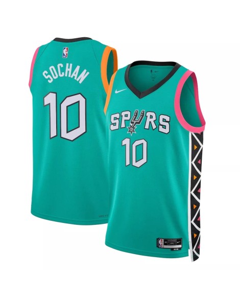 San Antonio Spurs Jeremy Sochan #10 Nike Vert 2022/23 Swingman Maillot - City Edition