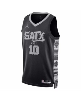 Maillot Swingman San Antonio Spurs Jeremy Sochan #10 Jordan Brand noir 2022/23 pour hommes - Édition Statement