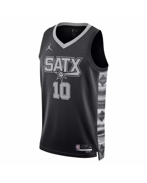 Maillot Swingman San Antonio Spurs Jeremy Sochan #10 Jordan Brand noir 2022/23 pour hommes - Édition Statement