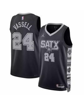 Maillot Swingman San Antonio Spurs Devin Vassell #24 Jordan Brand noir 2022/23 pour hommes - Édition Statement