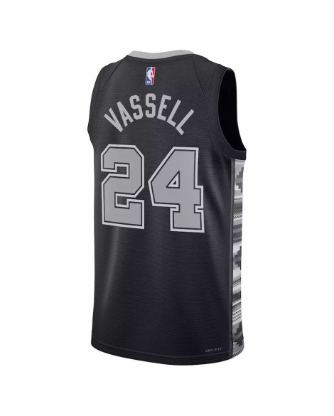 Maillot Swingman San Antonio Spurs Devin Vassell #24 Jordan Brand noir 2022/23 pour hommes - Édition Statement