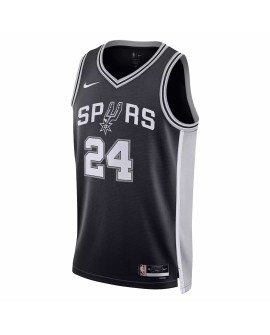 Maillot Swingman San Antonio Spurs Devin Vassell #24 Nike noir 2022/23 pour hommes - Édition Icon