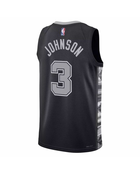 Maillot Swingman San Antonio Spurs Keldon Johnson #3 Jordan Brand noir 2022/23 pour hommes - Édition Statement