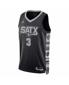 Maillot Swingman San Antonio Spurs Keldon Johnson #3 Jordan Brand noir 2022/23 pour hommes - Édition Statement