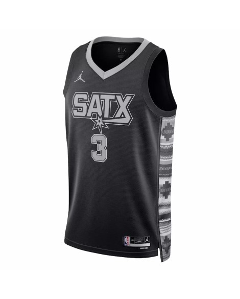 Maillot Swingman San Antonio Spurs Keldon Johnson #3 Jordan Brand noir 2022/23 pour hommes - Édition Statement