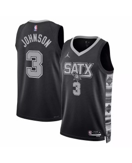 Maillot Swingman San Antonio Spurs Keldon Johnson #3 Jordan Brand noir 2022/23 pour hommes - Édition Statement