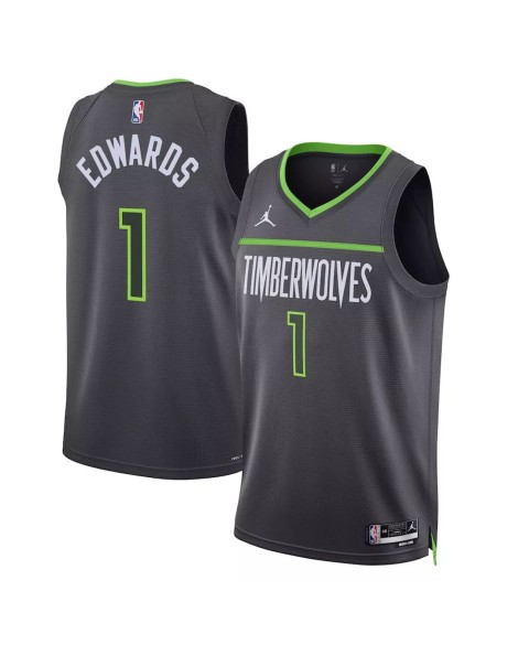Maillot Swingman Minnesota Timberwolves Anthony Edwards #1 Jordan Brand gris 2022/23 pour hommes - Édition Statement