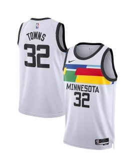 Maillot Swingman Minnesota Timberwolves Karl-Anthony Towns #32 Nike blanc 2022/23 pour hommes - City Edition