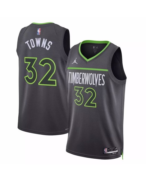Maillot Swingman Minnesota Timberwolves Karl-Anthony Towns #32 Jordan Brand gris 2022/23 pour hommes - Édition Statement