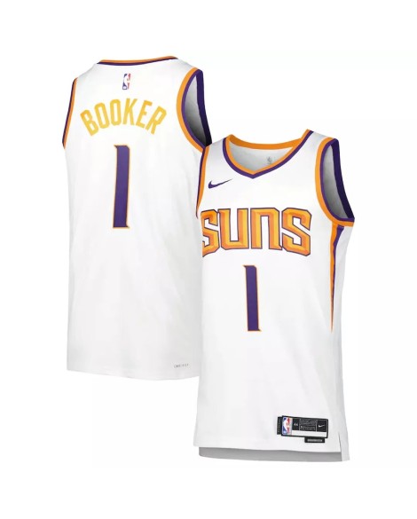 Maillot Swingman Phoenix Suns Devin Booker #1 blanc 22/23 pour hommes - Édition Association
