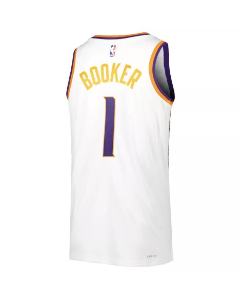 Maillot Swingman Phoenix Suns Devin Booker #1 blanc 22/23 pour hommes - Édition Association
