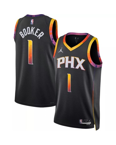 Maillot Swingman Phoenix Suns Devin Booker #1 Jordan Brand noir 2022/23 pour hommes - Édition Statement