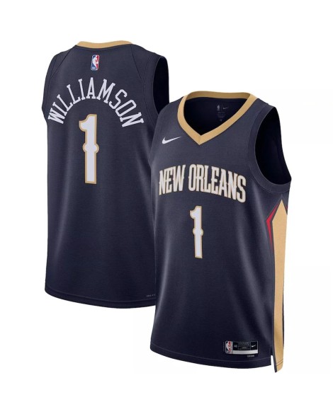 Maillot pour hommes des Pélicans de la Nouvelle-Orléans Zion Williamson #1 Marine 22/23 - Édition Icon