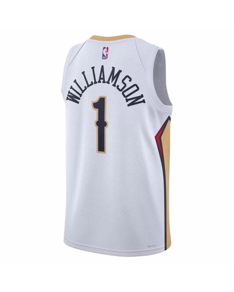 Maillot Zion Williamson #1 blanc 22/23 des Pélicans de la Nouvelle-Orléans pour hommes - Édition Association