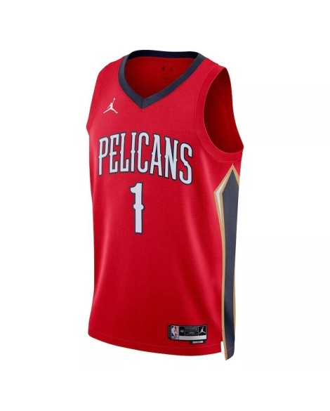 Maillot Jordan Brand #1 Jordan Brand rouge 22/23 des Pélicans de la Nouvelle-Orléans pour hommes-Statement Edition