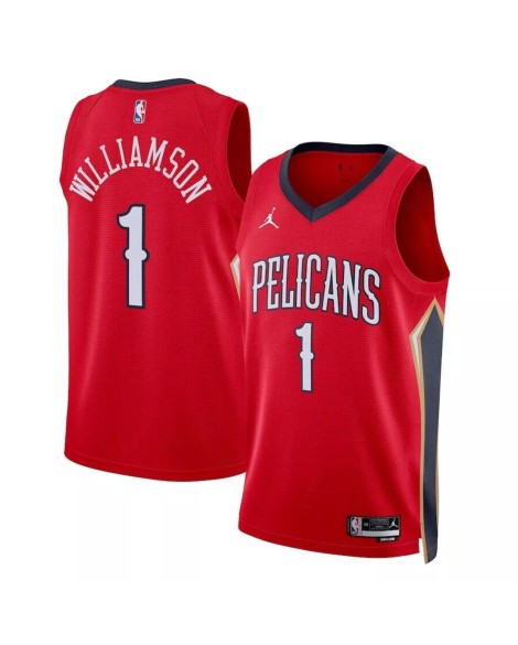 Maillot Jordan Brand #1 Jordan Brand rouge 22/23 des Pélicans de la Nouvelle-Orléans pour hommes-Statement Edition