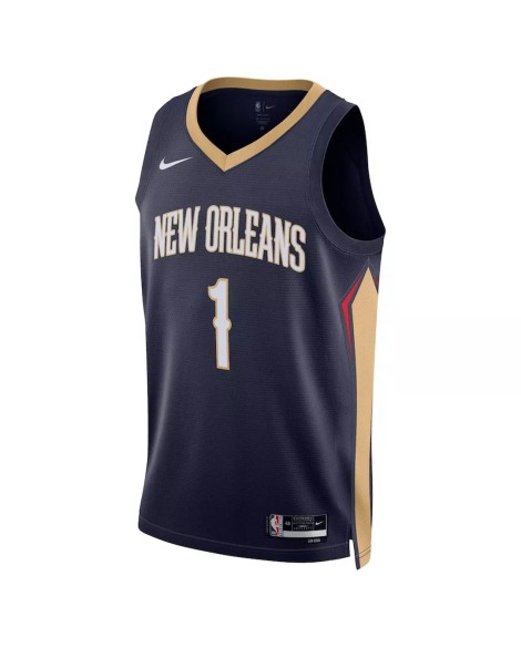 Maillot pour hommes des Pélicans de la Nouvelle-Orléans Zion Williamson #1 Marine 22/23 - Édition Icon