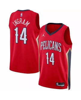Maillot Swingman #14 Jordan Brand rouge 2022/23 des Pélicans de la Nouvelle-Orléans pour hommes - Édition Statement