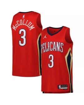 Maillot Swingman CJ McCollum #3 Jordan Brand rouge 2022/23 des Pélicans de la Nouvelle-Orléans pour hommes - Édition Statement
