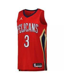 Maillot Swingman CJ McCollum #3 Jordan Brand rouge 2022/23 des Pélicans de la Nouvelle-Orléans pour hommes - Édition Statement