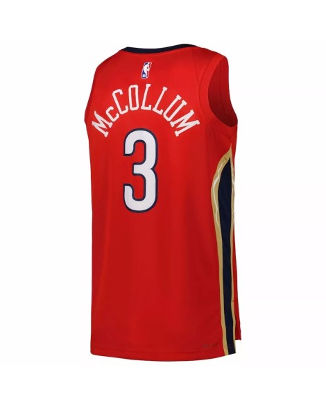 Maillot Swingman CJ McCollum #3 Jordan Brand rouge 2022/23 des Pélicans de la Nouvelle-Orléans pour hommes - Édition Statement