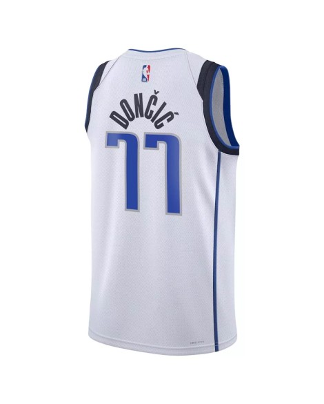 Maillot Swingman Dallas Mavericks Luka Doncic #77 Nike Blanc 2022/23 pour Homme - Édition Association