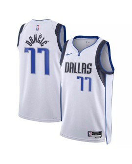 Maillot Swingman Dallas Mavericks Luka Doncic #77 Nike Blanc 2022/23 pour Homme - Édition Association