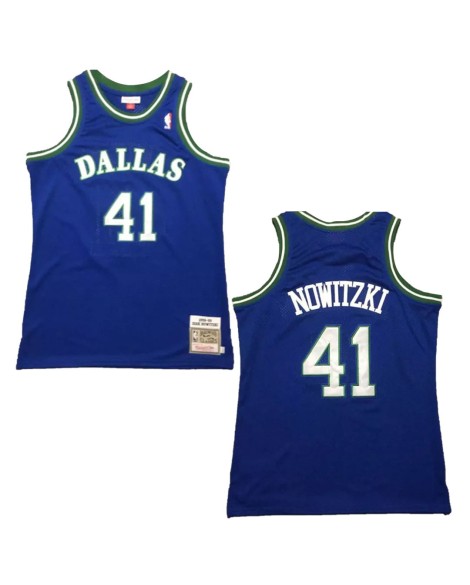 Maillot NBA Swingman Dallas Mavericks Nowitzki #41 Mitchell & Ness bleu 1998/99 pour hommes