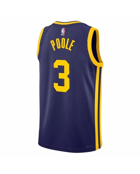 Maillot Swingman Jordan Poole #3 Jordan Brand Navy 22/23 des Golden State Warriors pour hommes - Édition Statement