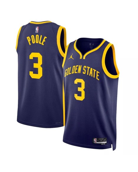 Maillot Swingman Jordan Poole #3 Jordan Brand Navy 22/23 des Golden State Warriors pour hommes - Édition Statement