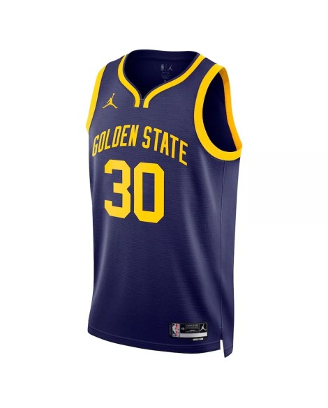Maillot Swingman #30 Jordan Brand Bleu 2022/23 Stephen Curry des Golden State Warriors pour hommes - Édition Statement