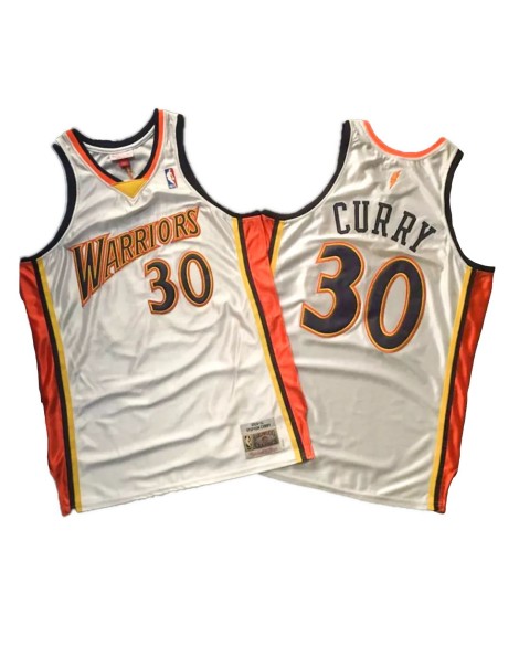 Maillot Swingman NBA Golden State Warriors Curry #30 Mitchell & Ness blanc 2009/10 pour hommes