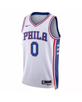Maillot Swingman Philadelphia 76ers Tyrese Maxey #0 blanc 2022/23 pour hommes - Édition Association