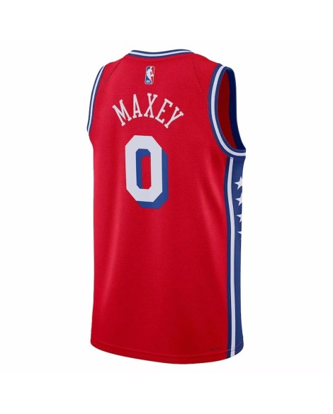 Maillot Swingman Philadelphia 76ers Tyrese Maxey #0 Jordan Brand rouge 2022/23 pour hommes - Édition Statement