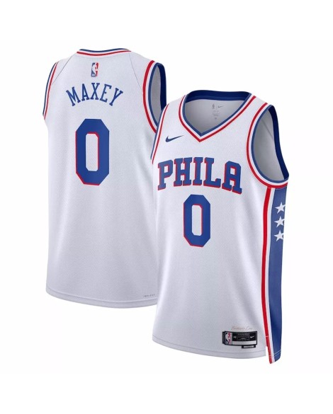 Maillot Swingman Philadelphia 76ers Tyrese Maxey #0 blanc 2022/23 pour hommes - Édition Association