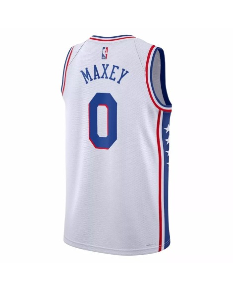 Maillot Swingman Philadelphia 76ers Tyrese Maxey #0 blanc 2022/23 pour hommes - Édition Association
