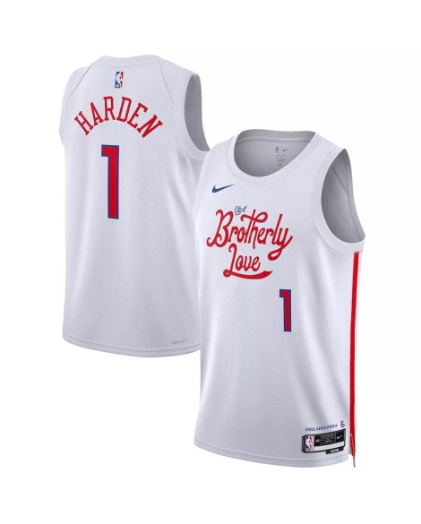 Maillot Swingman Nike #1 James Harden #1 des Philadelphia 76ers pour hommes - Blanc 2022/23 - City Edition